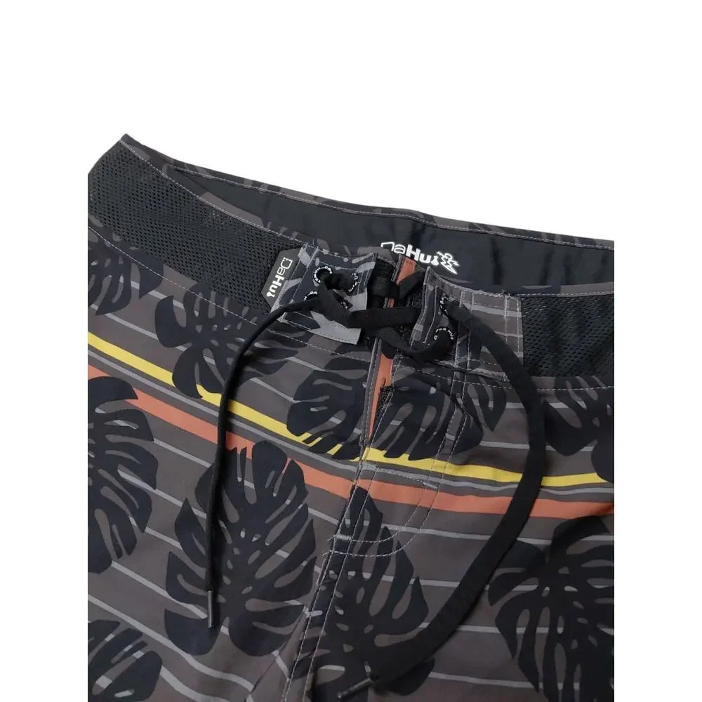 New Da Hui Hawaii Board Short Black Leaf Swim Surf Men's Size 32
